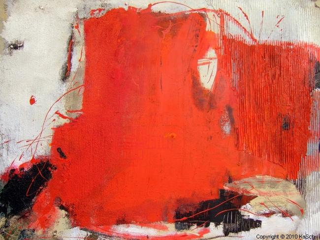 Karin Scholl Bochum moderne Kunst abstrakt Malerei Galerie Originale Gemlde groformatig Unikate schner wohnen rot schwarz wei Stierkampf Sand gespachtelt Papier